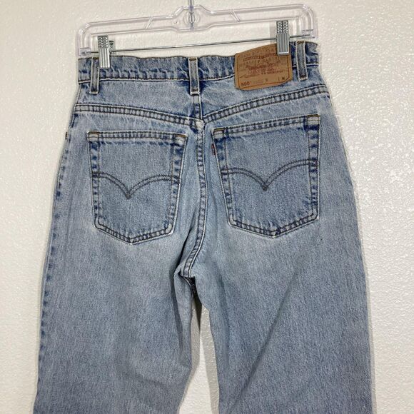 Levis 550 Jeans Womens Light Wash Relaxed Tapered Raw Hem Zip Fly Red Tab Denim - Picture 13 of 15